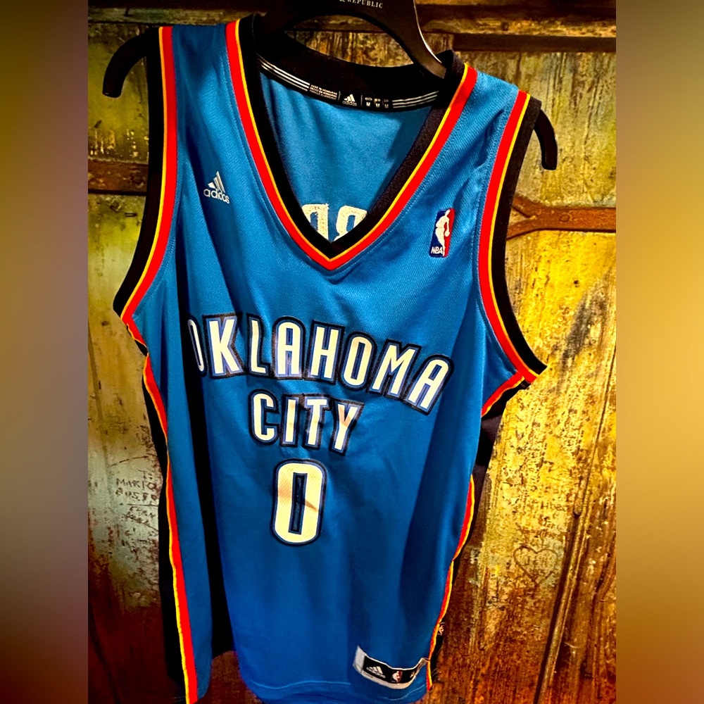 Oklahoma City Thunder Russell Westbrook #0 NBA Adidas Jersey OKC Excellent